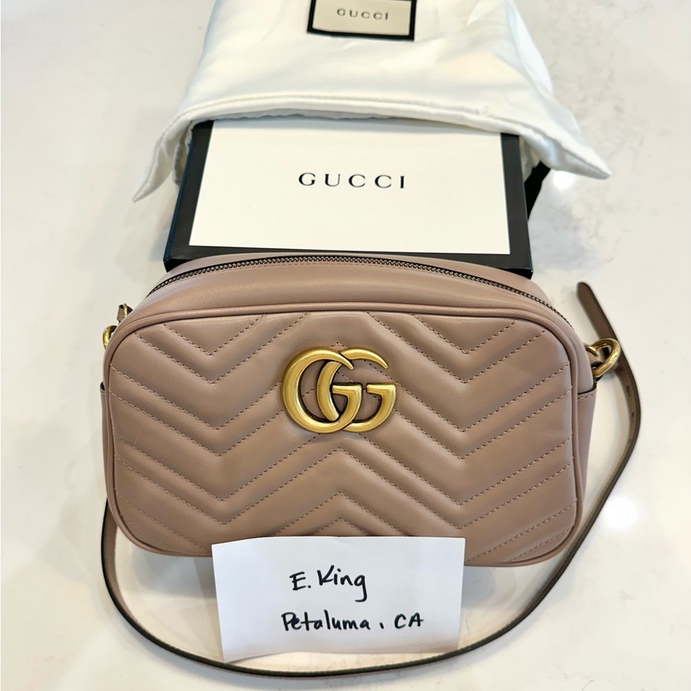 Small Gucci Marmont in Dusty Rose Leather